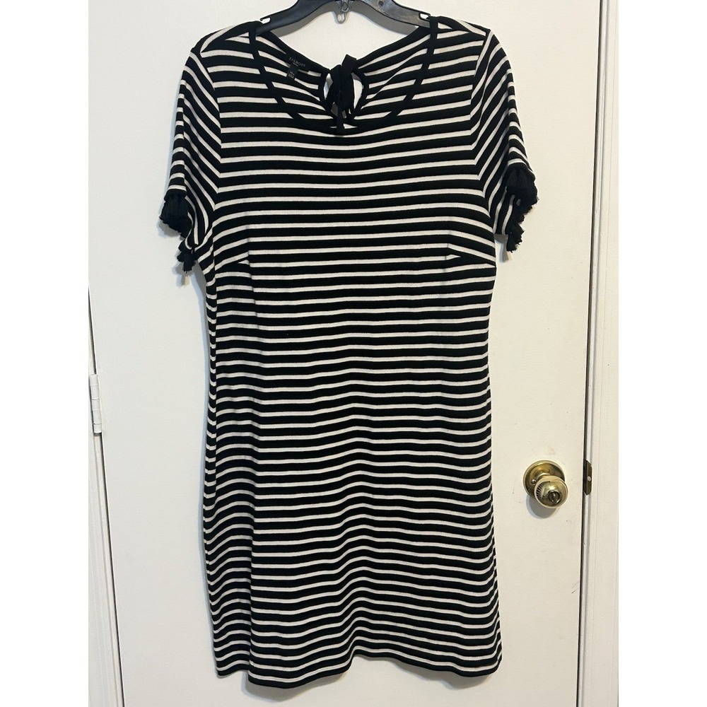 Talbots Women's Petite XL Black And White Striped Dress Beach, Summer, Vacation
